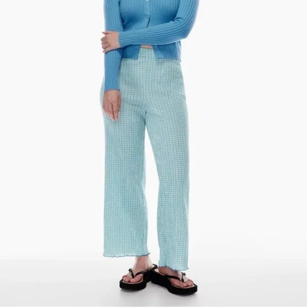 Aritzia Wilfred‎ Verona Pant – Blue & Green Striped Seersucker Smocked Pants XS